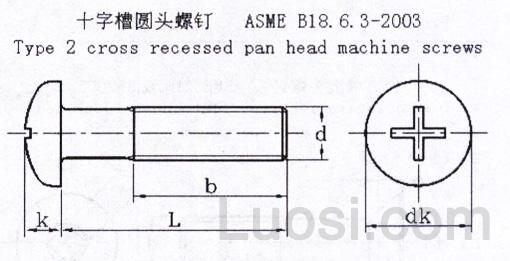 ASME/ANSI B 18.6.3-2003 十字槽圆头螺钉