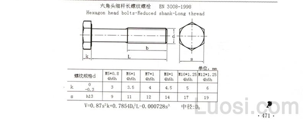 EN 3009-1998 细杆长螺纹六角头螺栓