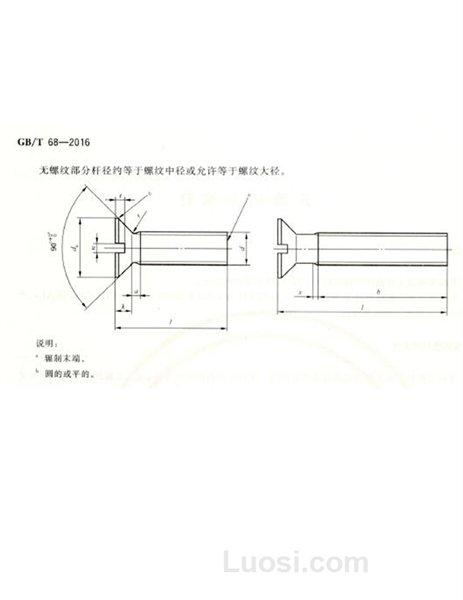 gb/t 68-2016 开槽沉头螺钉