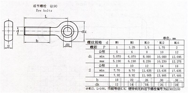 q 190 活节螺栓