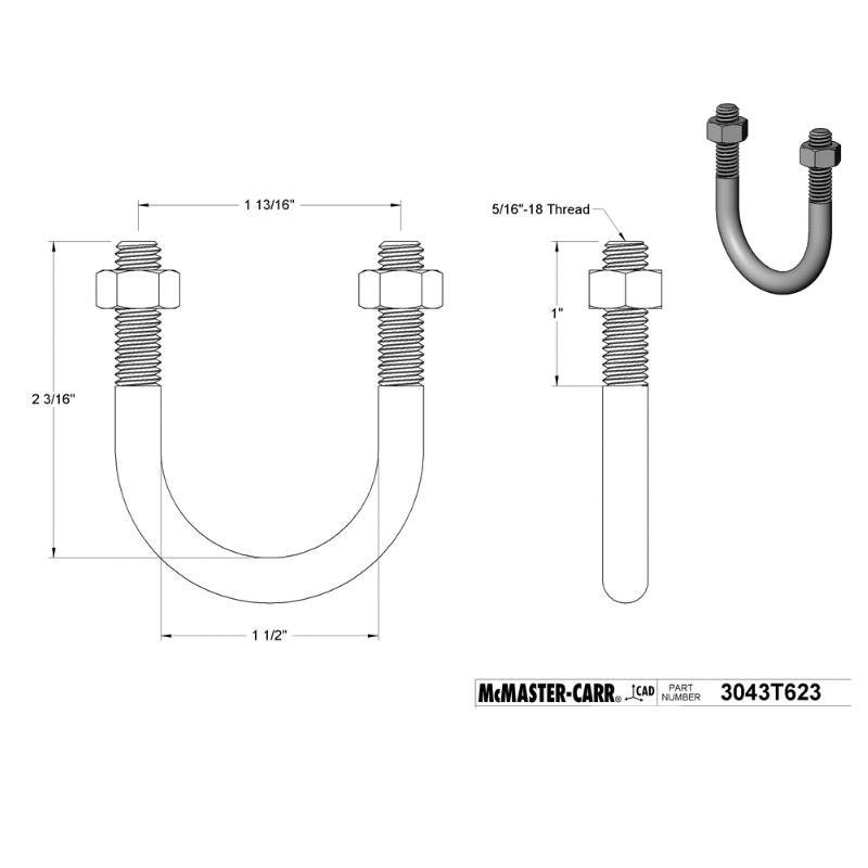 McMaster-Carr 镀锌钢万向螺栓 3043T623