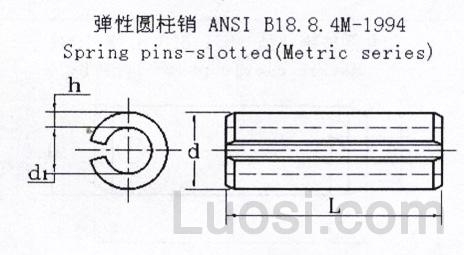 ASME/ANSI B 18.8.4M-1994 米制弹性圆柱销