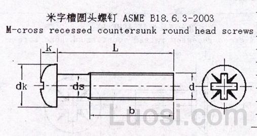 ASME/ANSI B 18.6.3-2003 米字槽圆头螺钉