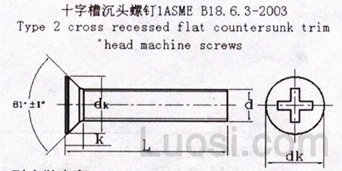 ASME/ANSI B 18.6.3-2003 十字槽沉头螺钉