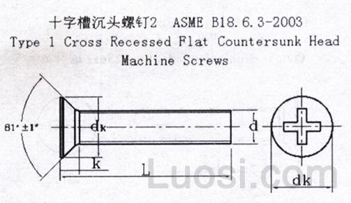 ASME/ANSI B 18.6.3-2003 十字槽沉头螺钉