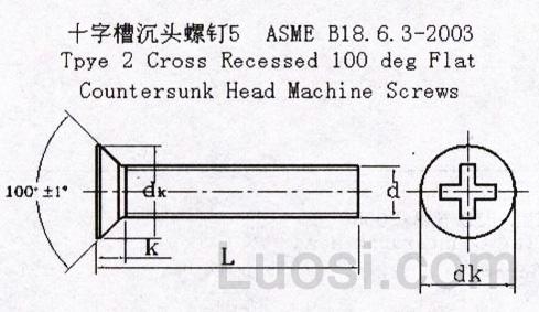 ASME/ANSI B 18.6.3-2003 十字槽沉头螺钉