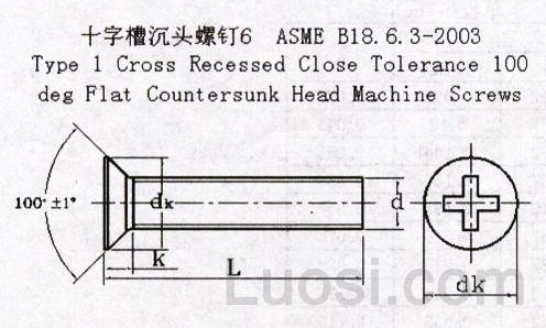 ASME/ANSI B 18.6.3-2003 十字槽沉头螺钉