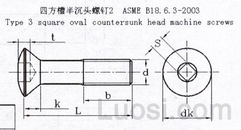 ASME/ANSI B 18.6.3-2003 四方槽半沉头螺钉