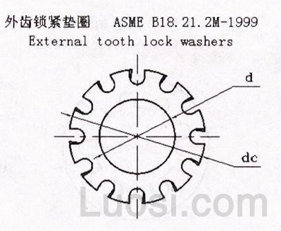 ASME/ANSI B 18.21.2M-1999 米制外齿锁紧垫圈