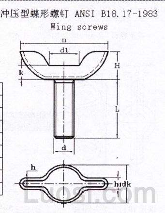 ASME/ANSI B 18.17-1983 冲压型蝶形螺钉