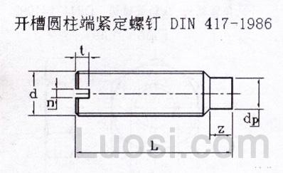 DIN 417-1986 开槽球面圆柱端紧定螺钉