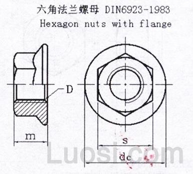 DIN 6923-1983 六角法兰螺母