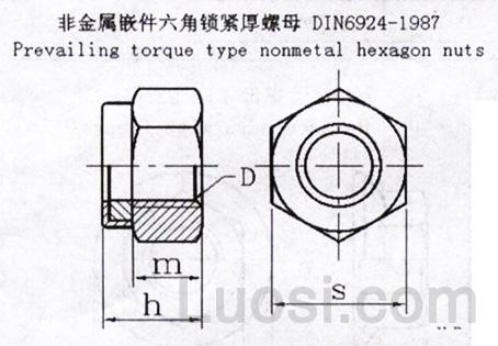 DIN 6924-1987 非金属嵌件六角锁紧厚螺母