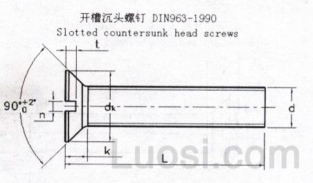 DIN 963-1990 开槽沉头螺钉