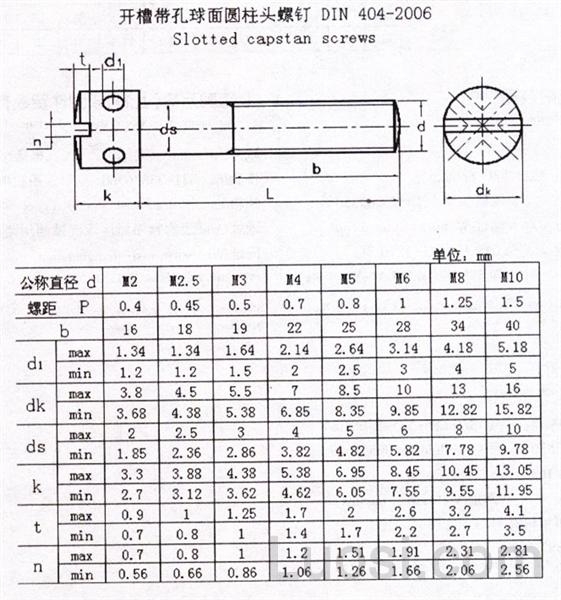 DIN 404-2006 槽头绞盘螺钉