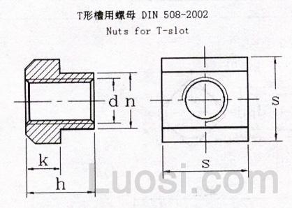 DIN 508-2002 T型槽用螺母