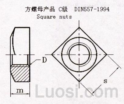 DIN 557-1994 方螺母 C级