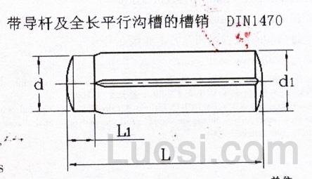 DIN 1470 带导杆及全长平行沟槽的槽销