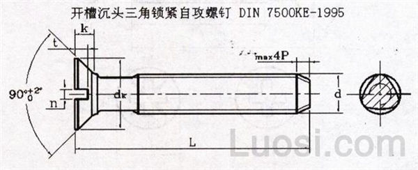 DIN 7500KE-1995 开槽沉头三角锁紧自攻钉