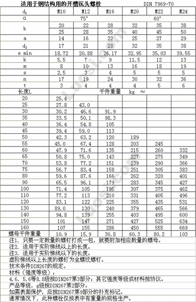 DIN 7969 钢结构用—开槽沉头螺钉和六角螺母连接副