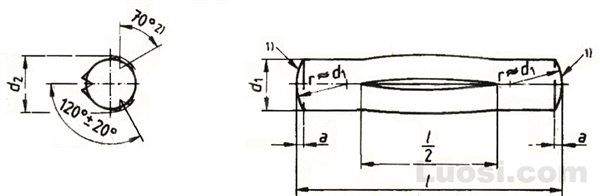 DIN EN ISO 8743 槽销—中部槽长为1/2全长