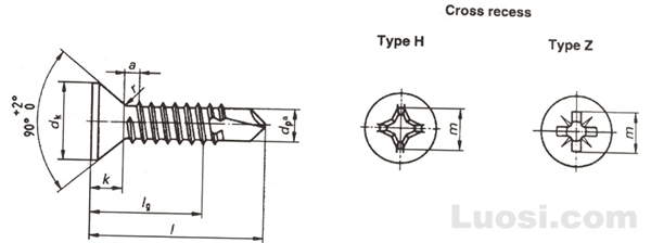 DIN EN ISO 15482 十字槽沉头自钻自攻螺钉