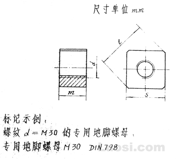 DIN 798-1972 专用地脚螺钉用地脚螺母