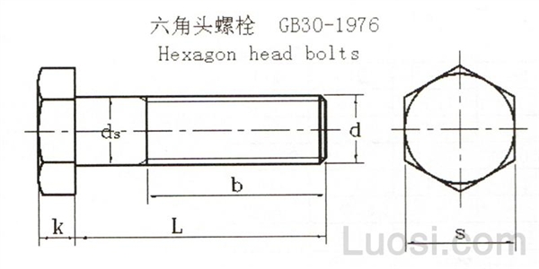 GB 30-1976 六角头螺栓