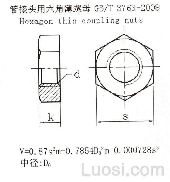 GB /T 3763-2008 管接头用六角薄螺母