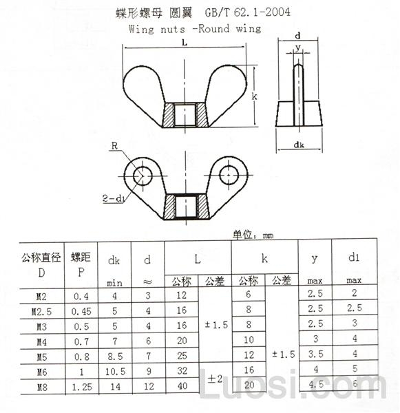 GB /T 62.1-2004 蝶形螺母 圆翼