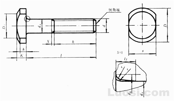 GB/T 37-88 T 形槽用螺栓