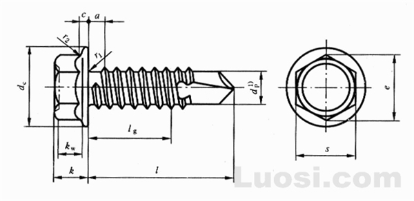 GB/T 15856.4-2002 六角法兰面自钻自攻螺钉