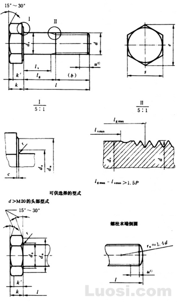 GB/T 18230.1-2000 栓接结构用大六角头螺栓 螺纹长度按GB/T 3106 C级 8.8和10.9级