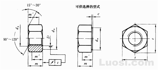 GB/T 18230.3-2000 栓接结构用大六角头螺母 B级 8和10级