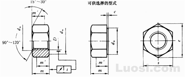 GB/T 18230.4-2000 栓接结构用1型大六角螺母 B级 10级