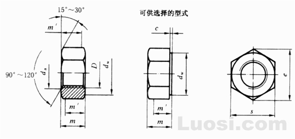 GB/T 18230.6-2000 栓接结构用1型大六角螺母浸热 镀锌(加大攻丝尺寸) A和B级 5.6和8级