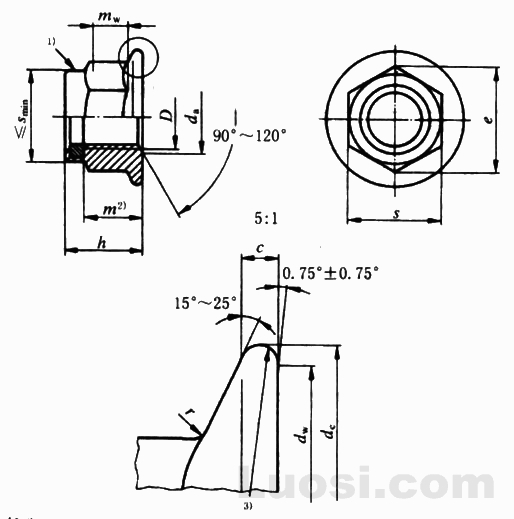 GB/T 6183.2-2000 非金属嵌件六角法兰面锁紧螺母 细牙