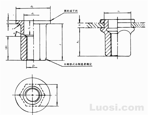 GB/T 17880.5-1999 平头六角铆螺母