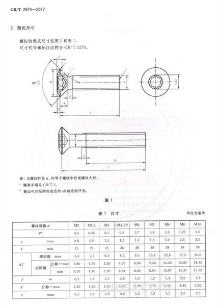 GB/T 2674—2017 内六角花形半沉头螺钉