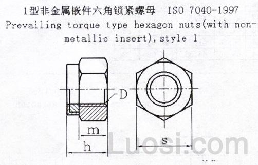 ISO 7040-1997 六角尼龙锁紧螺母