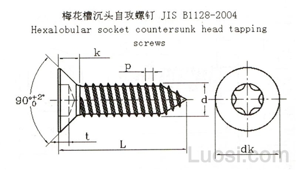 JIS B 1128-2004 梅花槽沉头自攻钉