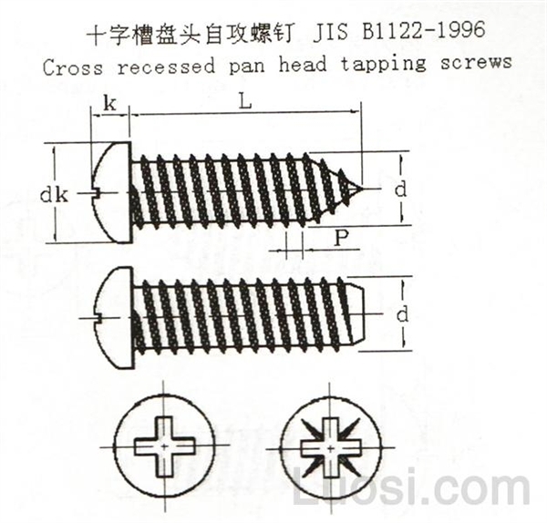 JIS B 1122-1996 十字槽盘头自攻钉