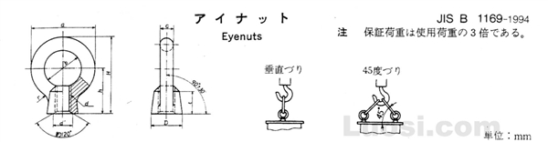 JIS B 1169-1994 吊环螺母