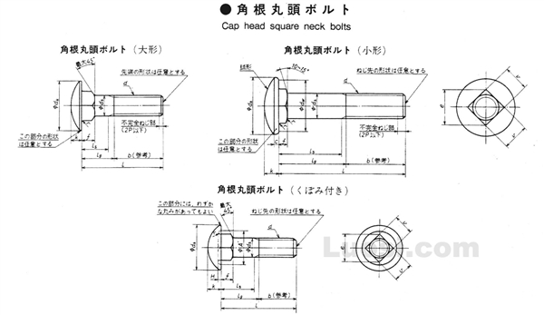 JIS B 1171-1996 大半圆头方颈螺栓