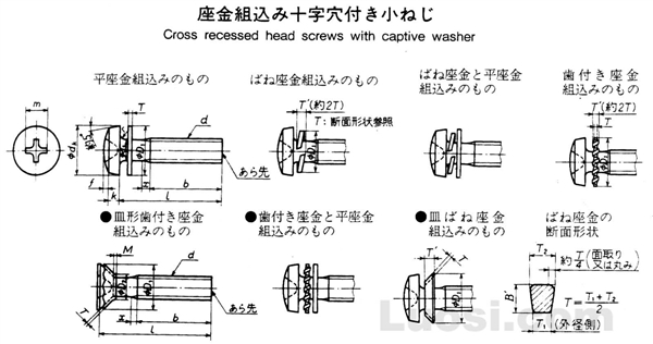 JIS B 1188-1995 十字槽螺钉和垫圈组合件