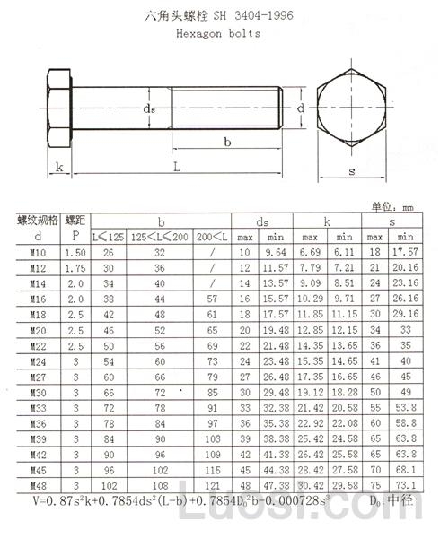 SH 3404-1996 六角螺栓