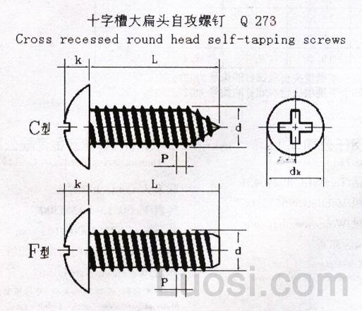 Q 273 十字槽大半圆头自攻钉