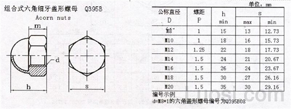 Q 395B 组合式六角细牙盖型螺母