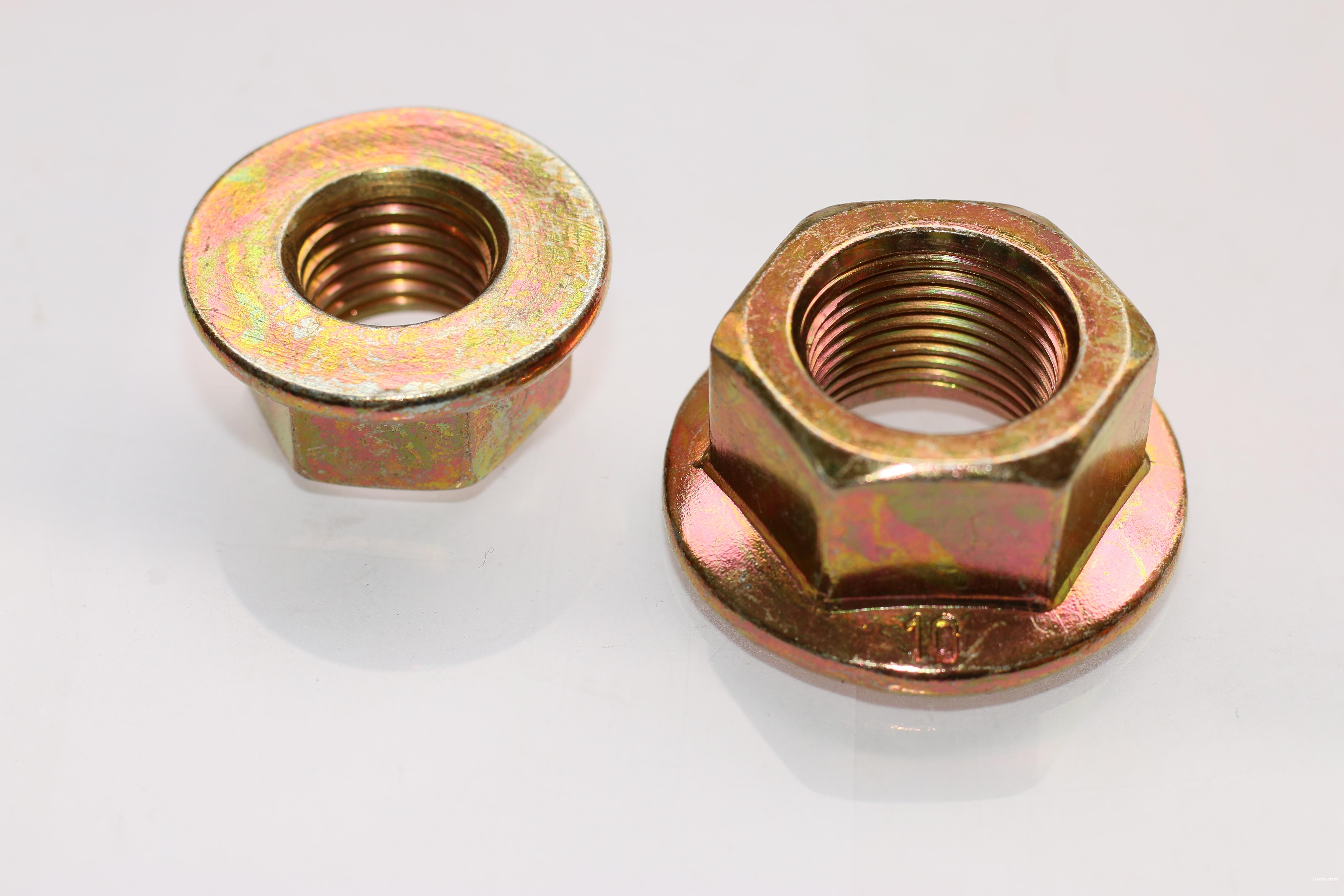 【主打】现货中碳通止规gb6177六角法兰面螺母平底,花底