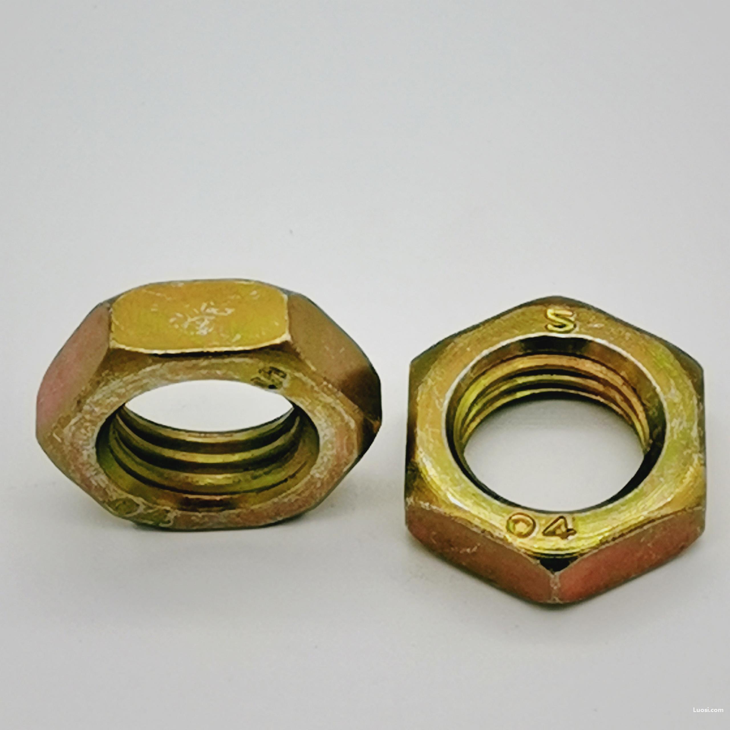 供应din 439-2 六角薄螺母,din936六角薄螺母,电镀彩锌/蓝白锌